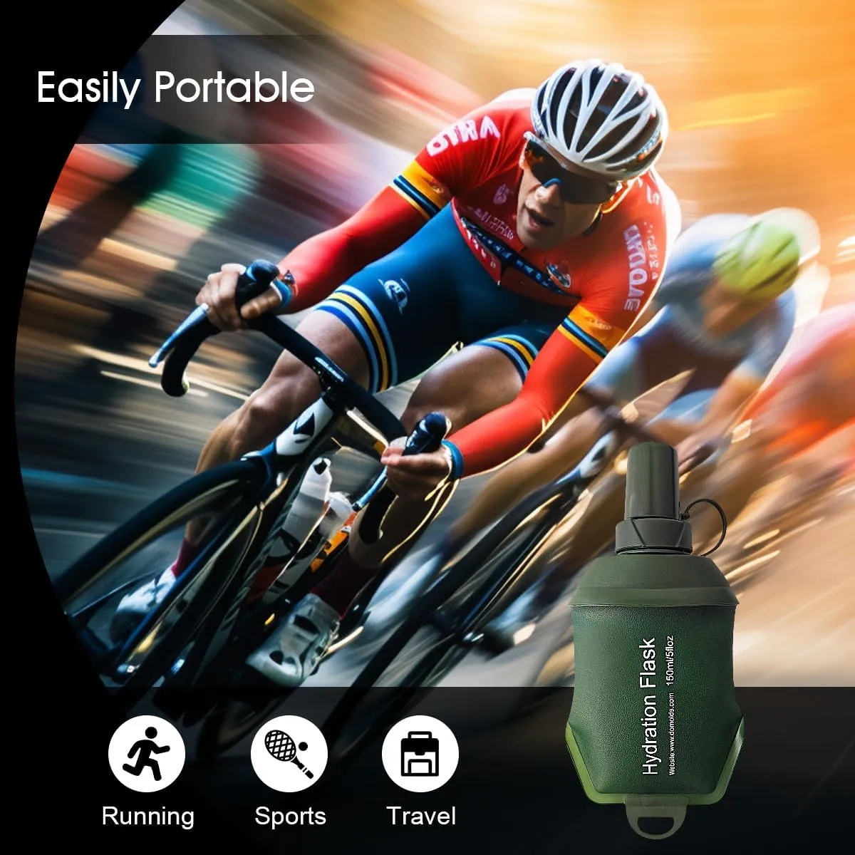 150ml Soft Flask, TPU Collapsible Soft Water Bottle for Hydration Pack, Running Vest, Folding Water Bottle for Hiking Cycling Climbing-1Pcs, Green