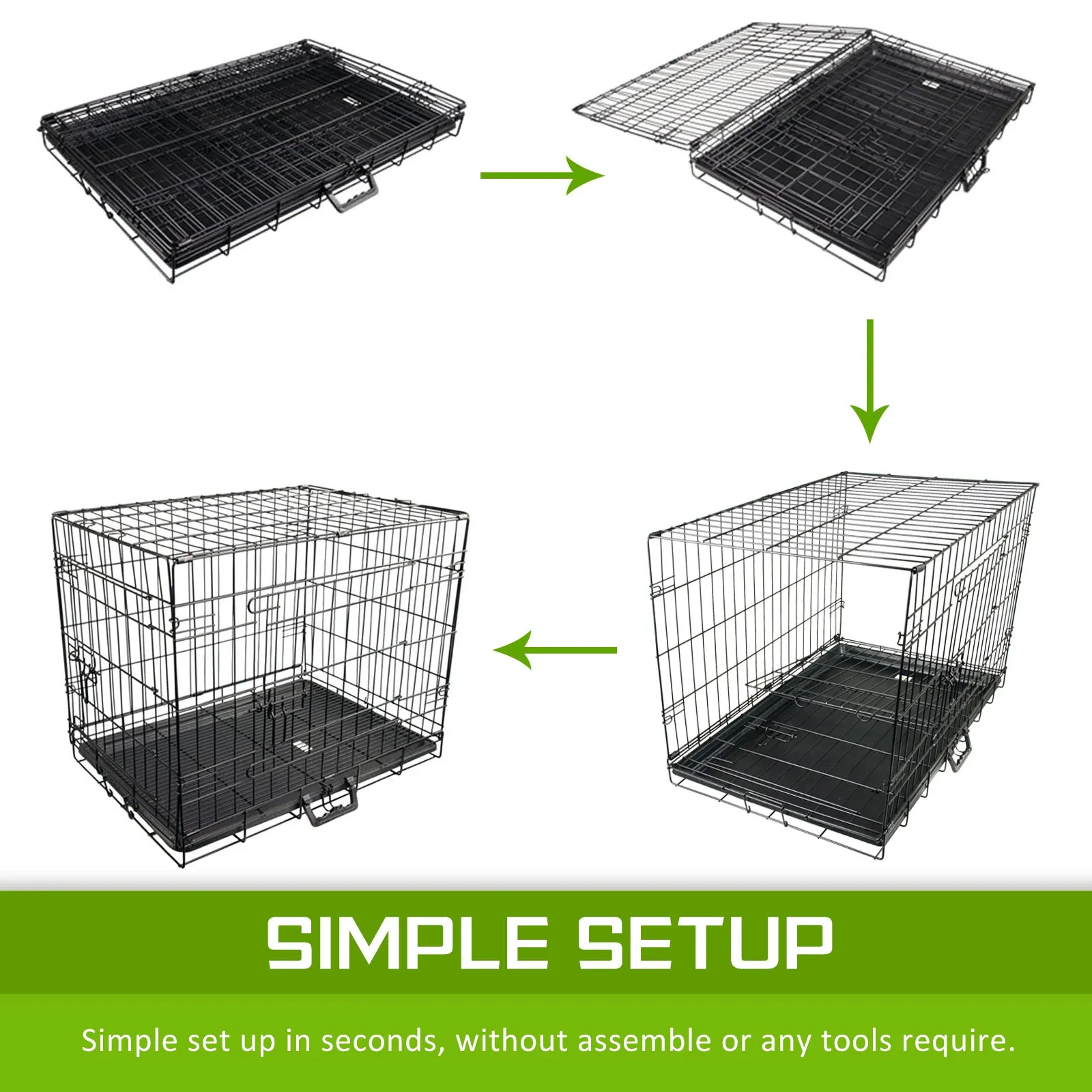 36in Collapsible Wire Dog Crate with Pink Waterproof Cover
