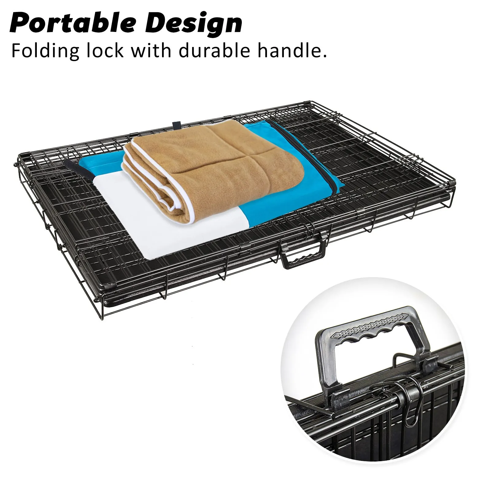 36in Durable Steel Wire Dog Crate with Cover and Cushion