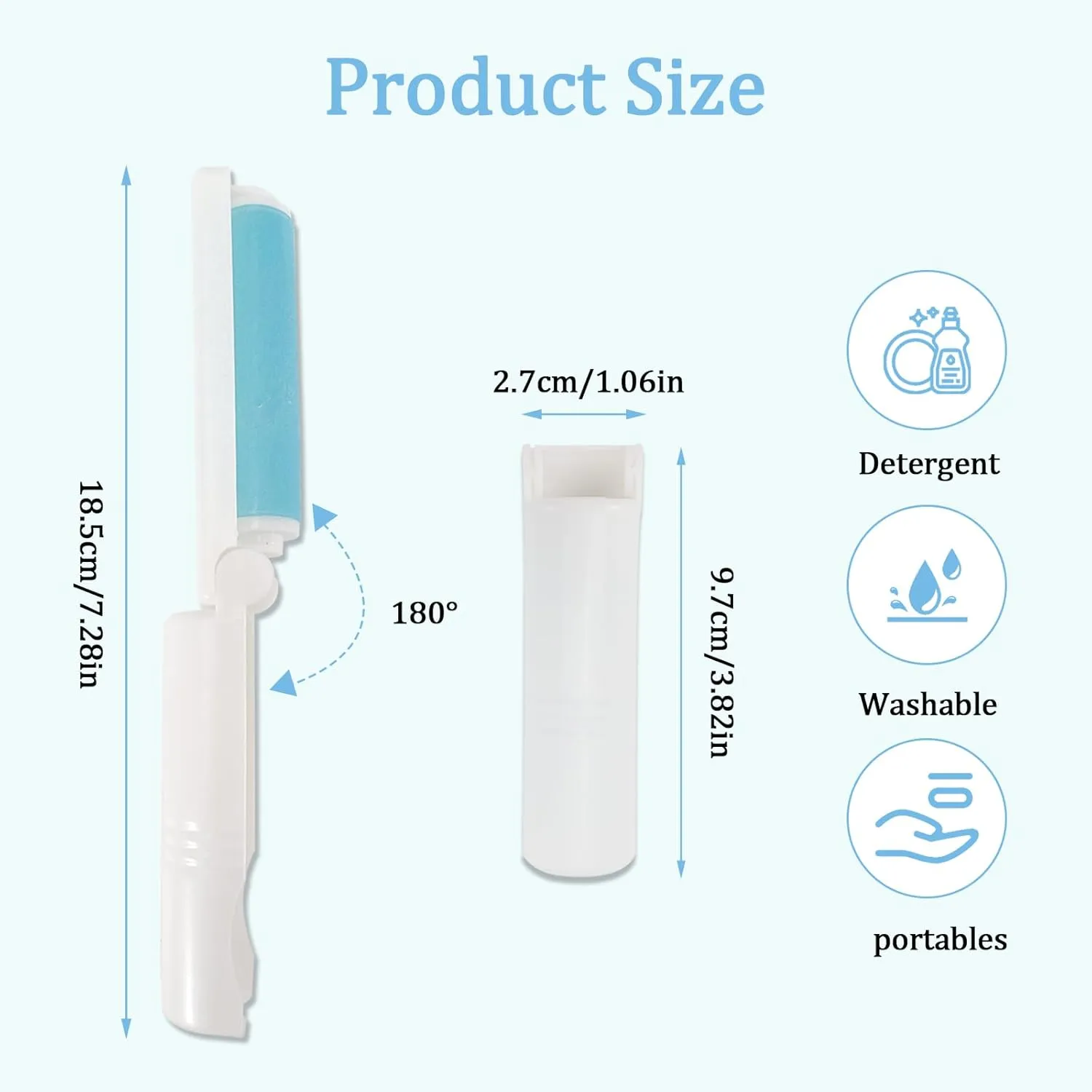 4 Pack Folding Reusable Lint Roller Travel Size, Washable Lint Remover for Clothes Pet Hair, Portable Stick it Roller, Small Gel Sticky Lint Roller Cleaner for Cleaning Carpet Sofa (Blue)