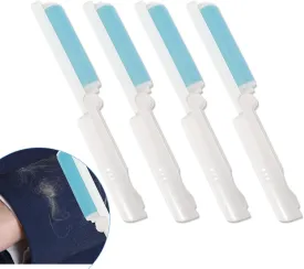 4 Pack Folding Reusable Lint Roller Travel Size, Washable Lint Remover for Clothes Pet Hair, Portable Stick it Roller, Small Gel Sticky Lint Roller Cleaner for Cleaning Carpet Sofa (Blue)