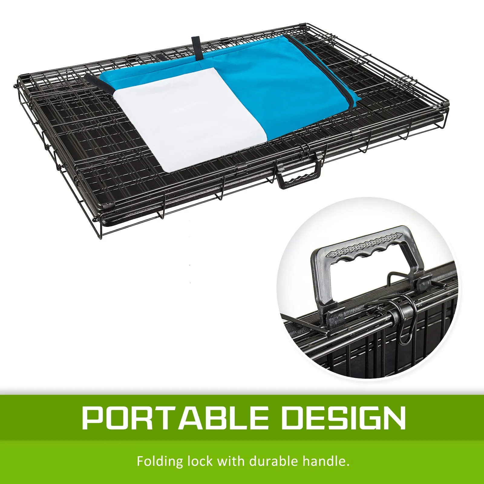 42in Folding Wire Dog Crate with Tray & Cover, Paw Mate