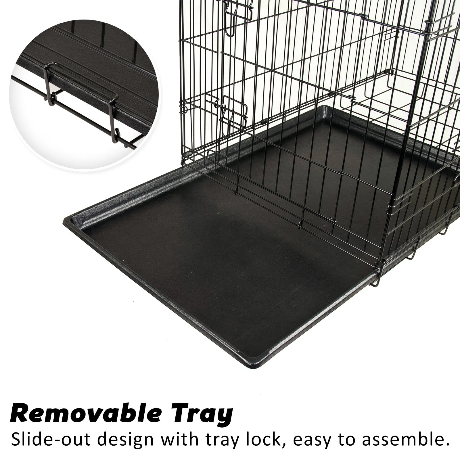 48in Foldable Dog Crate with Tray & Cushion - Paw Mate