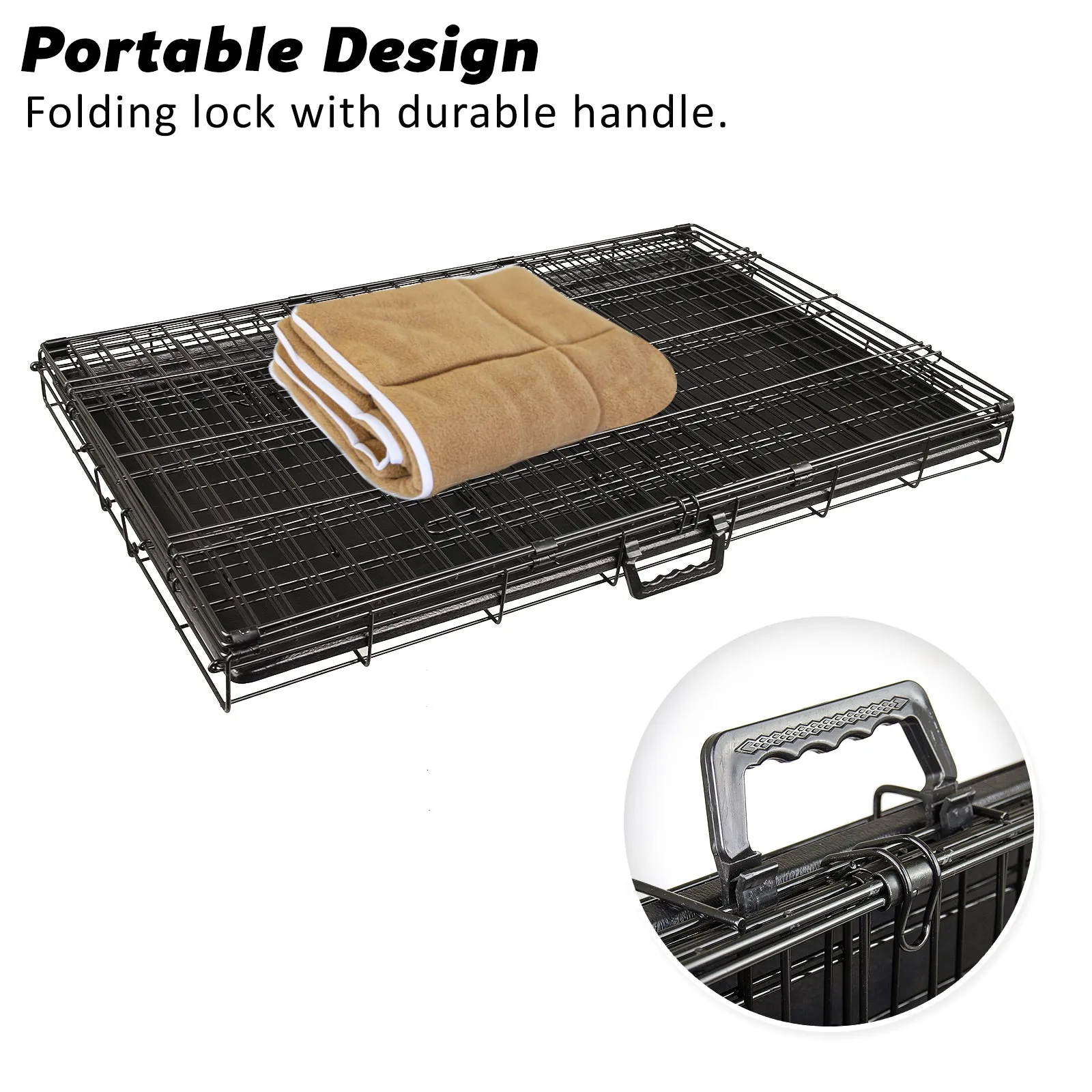 48in Foldable Dog Crate with Tray & Cushion - Paw Mate
