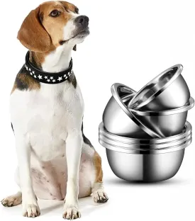 6 Pcs Stainless Steel Metal Dog Bowls Replacement Basic Dog Food Water Bowls,Dishwasher Safe,15 Cups,Heavy Duty