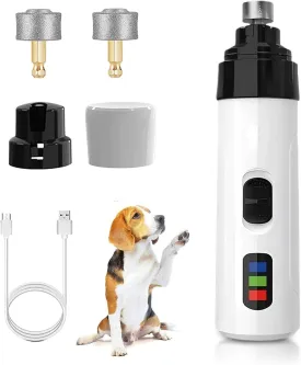 Accuratew Rechargeable USB Charging Electric Pet Nail Grinder, Accuratew Electric Pet Nail Grinder, 3 Speed Low Noise Waterproof, Safe and Quiet Nail Trimmer for Cats and Dogs (1 Pcs)
