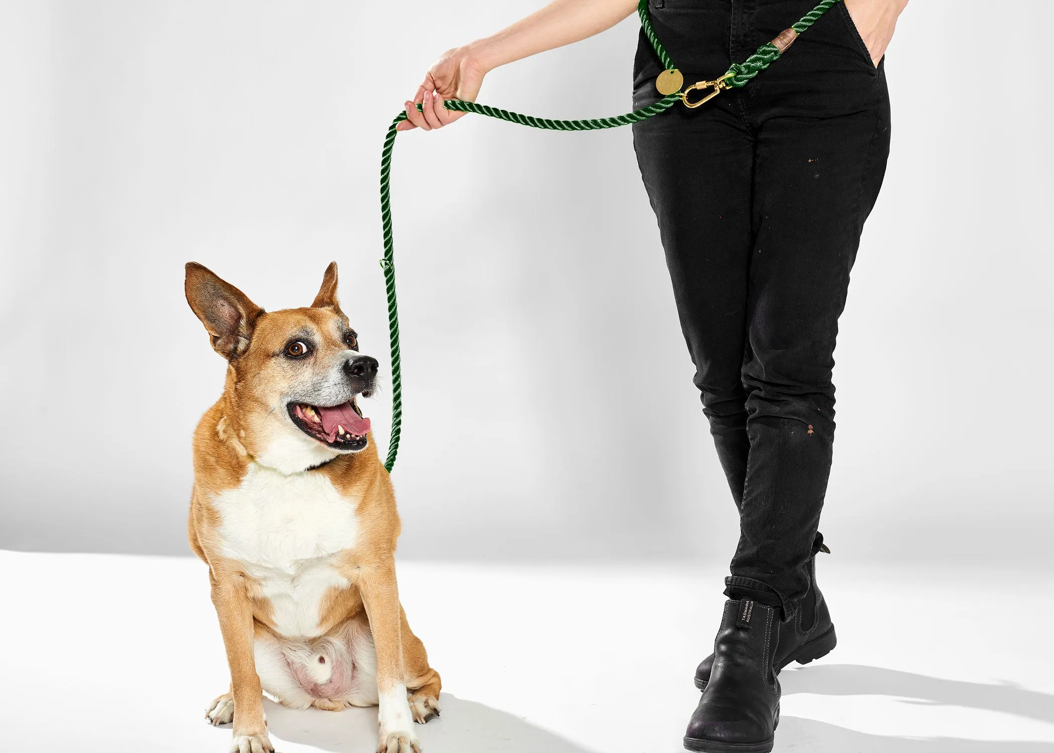 Adjustable Rope Leash, Hunter Green