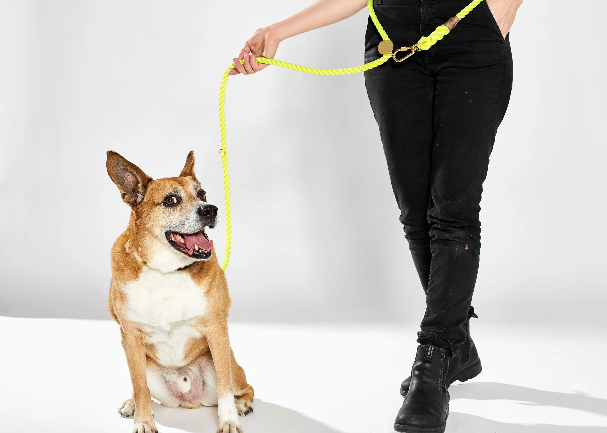 Adjustable Rope Leash, Neon Yellow