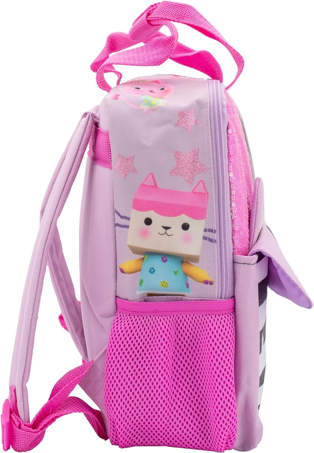 AI ACCESSORY INNOVATIONS Gabbys Doll House 12 Mini Backpack for girls, Flip Sequin School Bag for Preschool, Pandy Paws Flap Pocket w/3D Ears