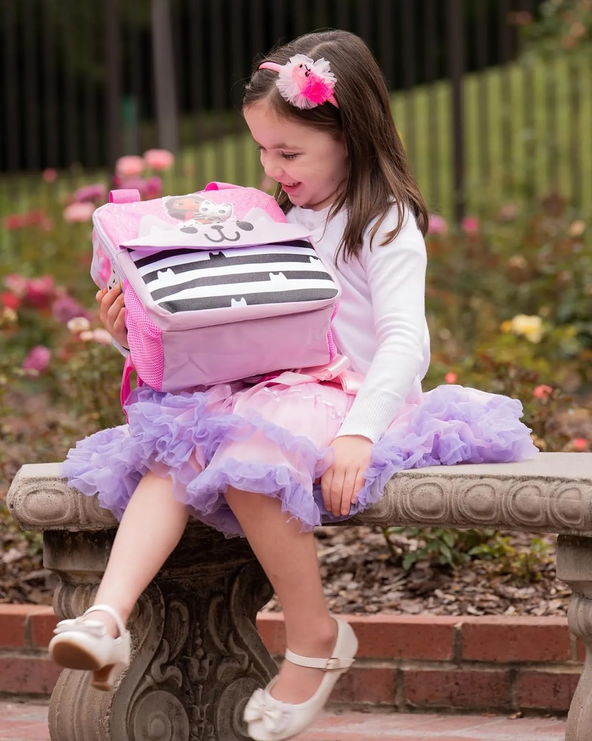 AI ACCESSORY INNOVATIONS Gabbys Doll House 12 Mini Backpack for girls, Flip Sequin School Bag for Preschool, Pandy Paws Flap Pocket w/3D Ears