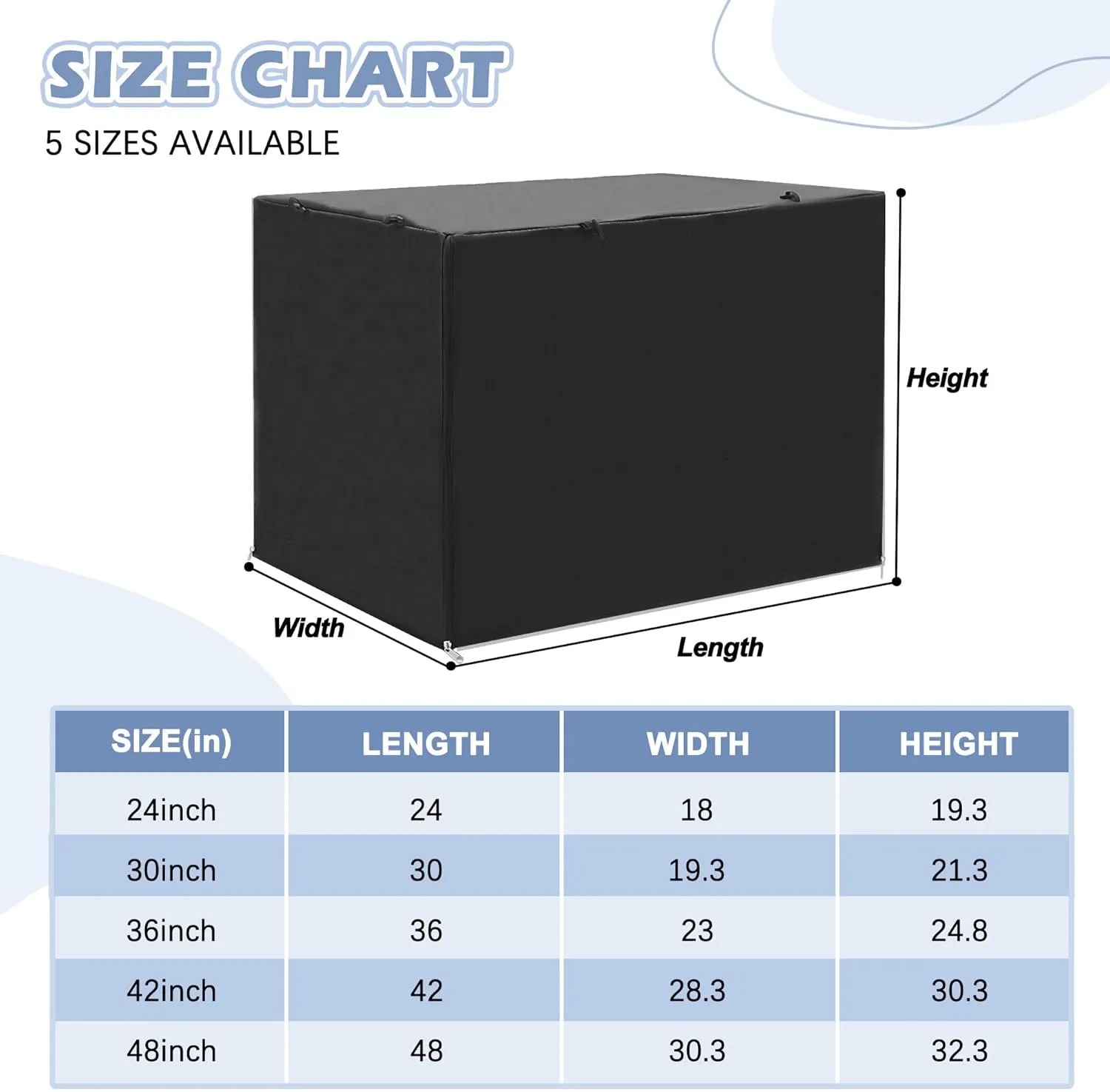 Akinerri Dog Crate Cover - Double Door Waterproof Kennel Cover, Durable 600D Polyester, Black, Fits 42 Inch Dog Crate
