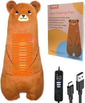 Bear Electric Heating Pad for Period Cramps Pain Relief Menstrual USB Powered Cuddly Stuffed Animal Portable Cute Soft 16.5" Adorable Bear Neck Shoulder/Back Pain Relief Gift for Kids Women