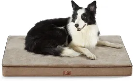 Bedsure Memory Foam Dog Bed Large Sized Dog - Orthopedic Waterproof Pet Beds for Crate with Removable Washable Water-Resistant Cover and Nonskid Bottom, Plush Flannel Fleece Top Pet Mat, Khaki
