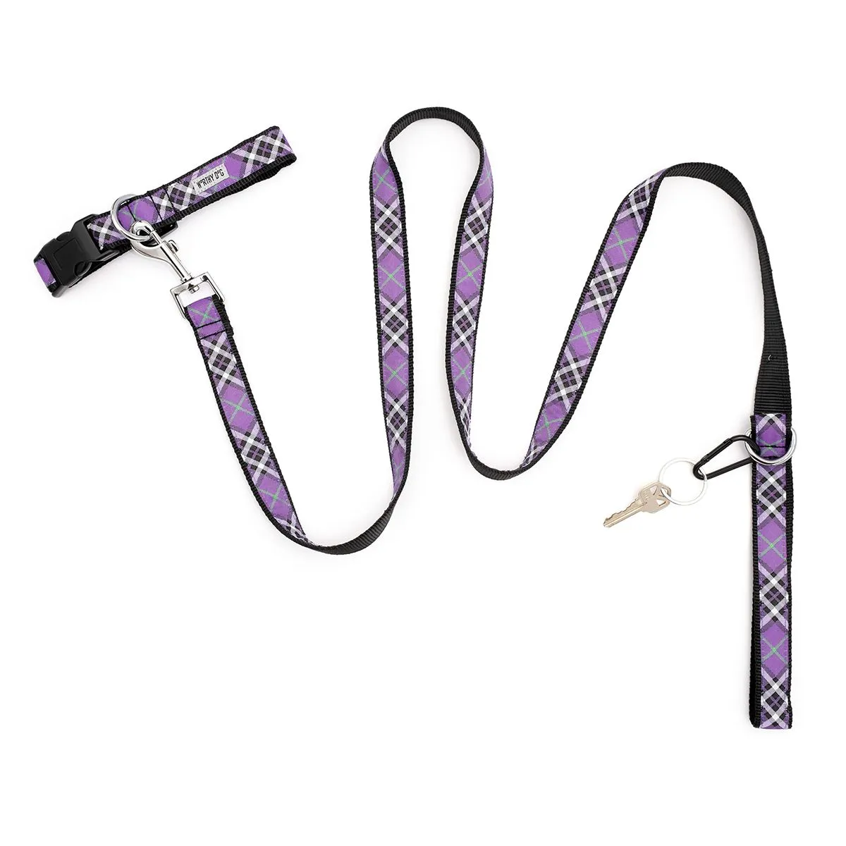Bias Plaid Dog Leash Purple