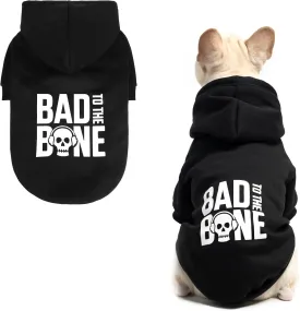 BINGPET Bad to The Bone Dog Sweater with Leash Hole - Warm Fleece Dog Hoodie & Winter Coat for Small to Large Dogs
