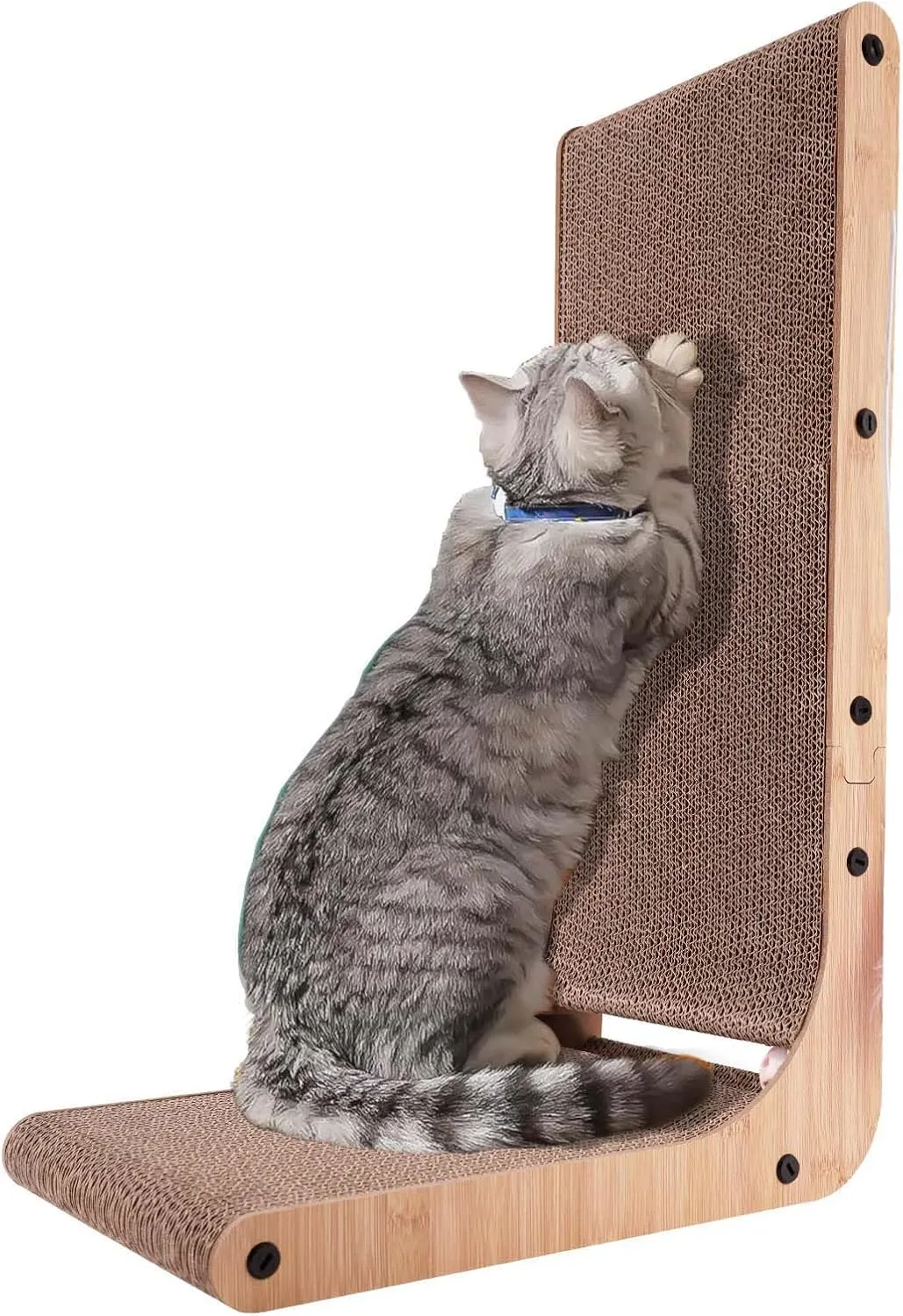 Cat Scratcher, L Shaped Cat Scratcher, 23.6 Inch Cat Scratching Board, Cat Scratchers for Indoor Cats with Ball Toy (Brown-L-Shape, 1pcs)
