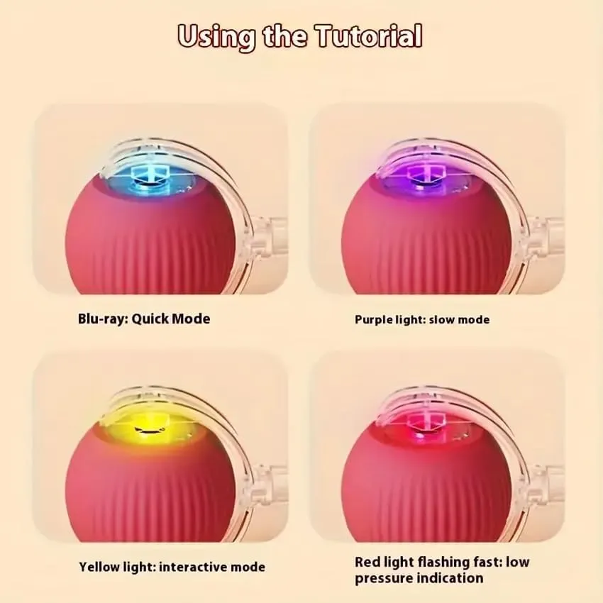 Cat Toy Ball with Tail Rope, Smart Rolling Ball, LED Light, Electric Self-Rolling Pet Toy, Interactive Cat Jumping Ball, Automatic Cat Teaser Ball, Small Dog Toy, Pet Excercise, Cat Activity (Red)