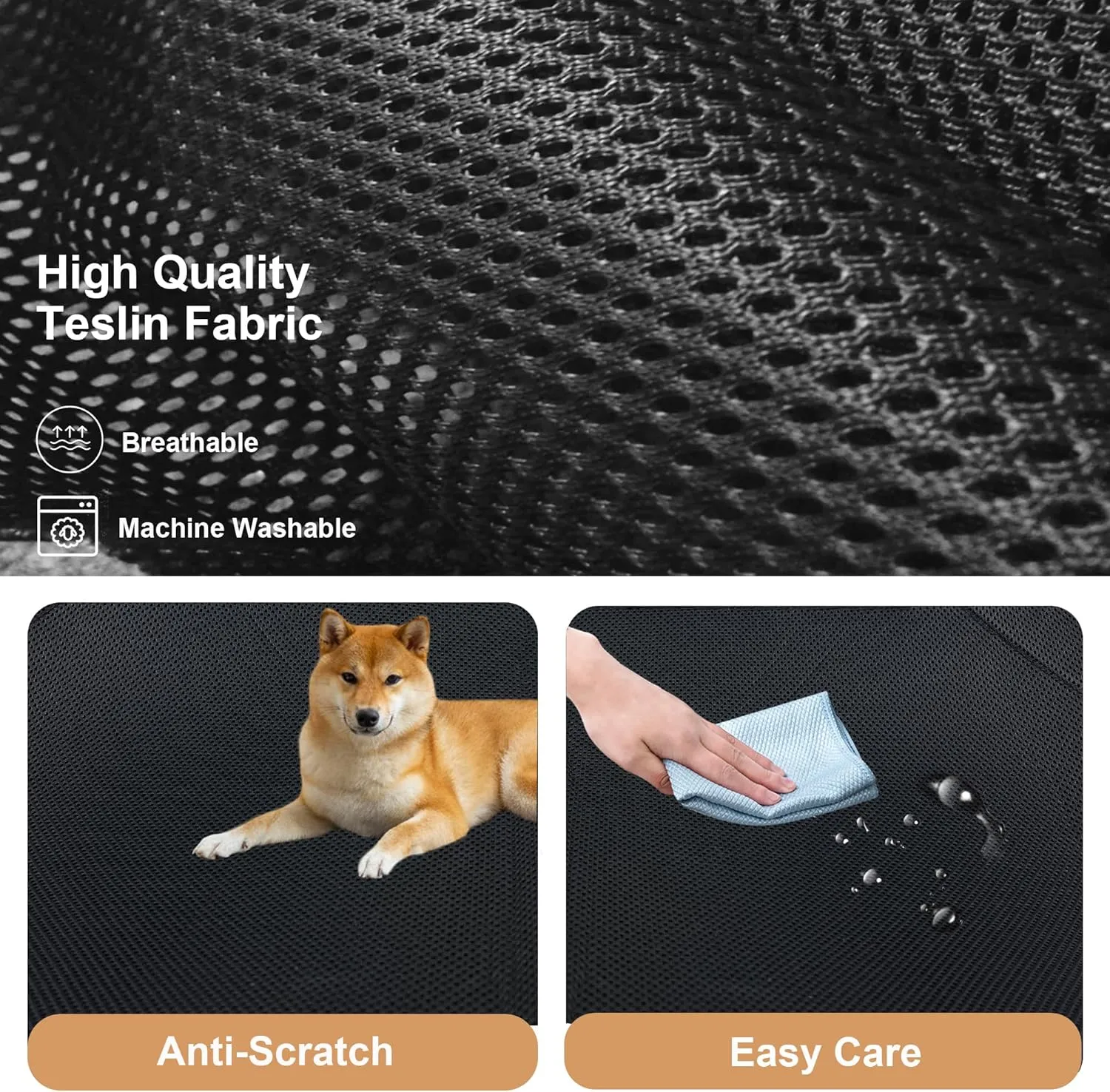 Cooling Elevated Dog Beds for Medium Dogs, Portable Raised Medium Dog Bed for Indoor & Outdoor Use, No-Slip Feet Pet Cots, Pet Hammock with Breathable Mesh, Black