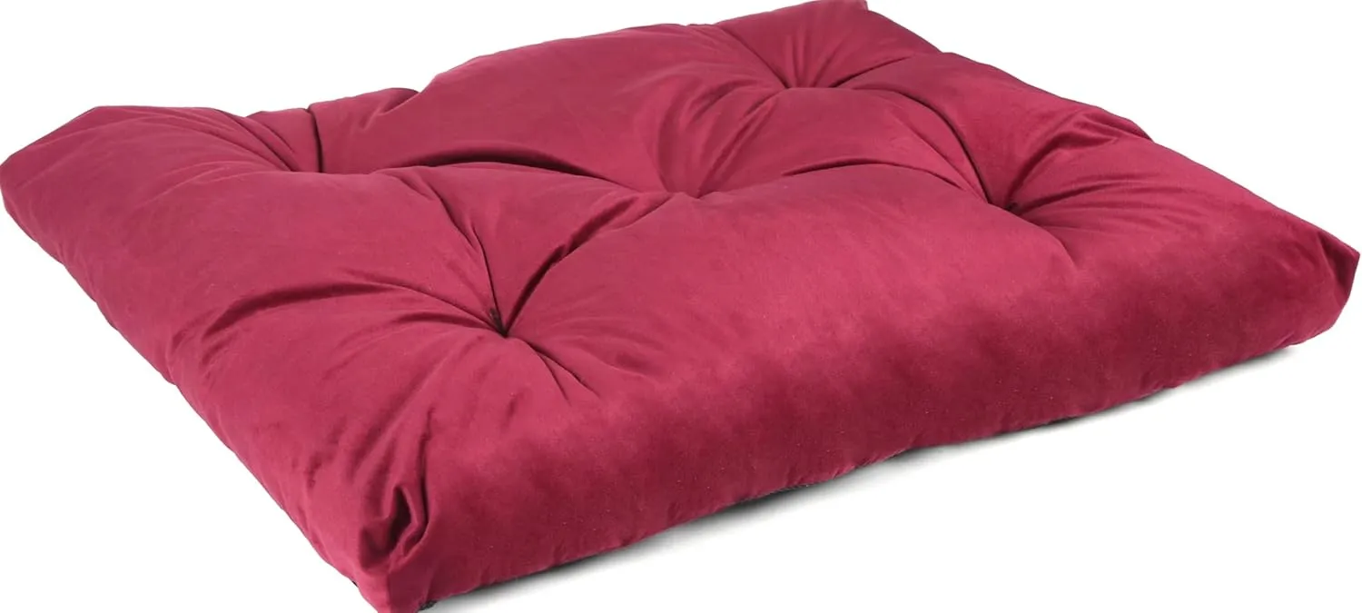 Dog Bed for Large Dogs  36x27x3.5 Plush Crate Bed, Washable Fluffy Dog Mat with Anti-Slip Bottom, Cozy Maroon Sleeping Pad for Medium & Large Dogs
