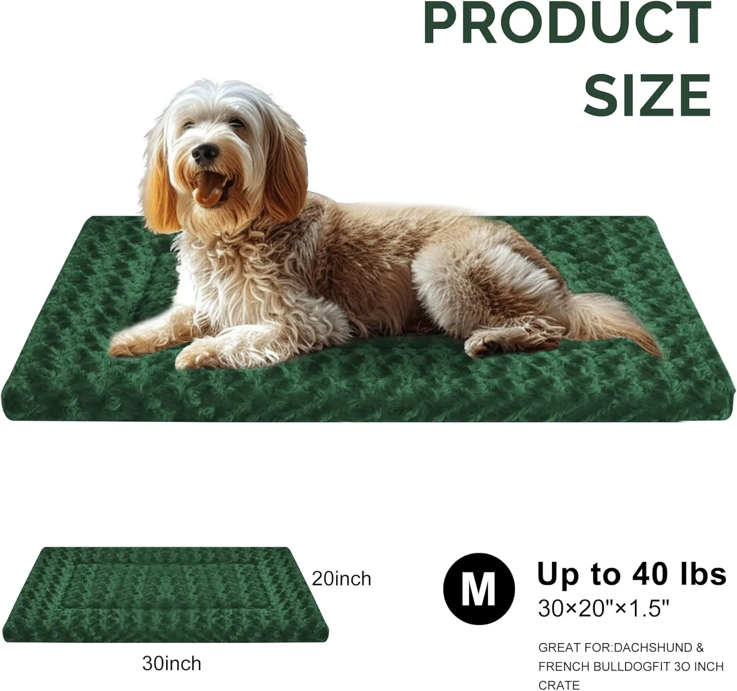 Dog Bed Mat - Reversible Crate Pad for Pet Comfort - Soft With Dual-Sided Design for All Seasons - Durable, Machine Washable for Crates, Travel, and Home