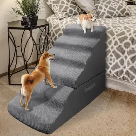 Dog Stairs Steps for 30 Inches Tall High Bed, Pet Dog Ramp Ladder for Small Medium Dogs, Doggie, Old Cats, Kitty, Small Animals(Grey, Up to 29 30 31 32 33 Inch Tall Bed)