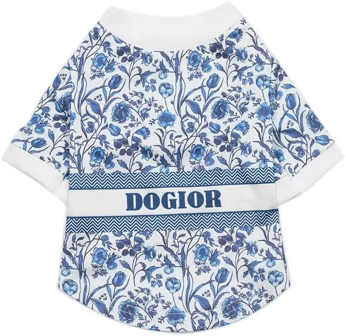 Dog T-Shirt Tee Clothes Vest Lightweight Stretchy Soft Cool Breathable Puppy (DogiorBlue, Small)