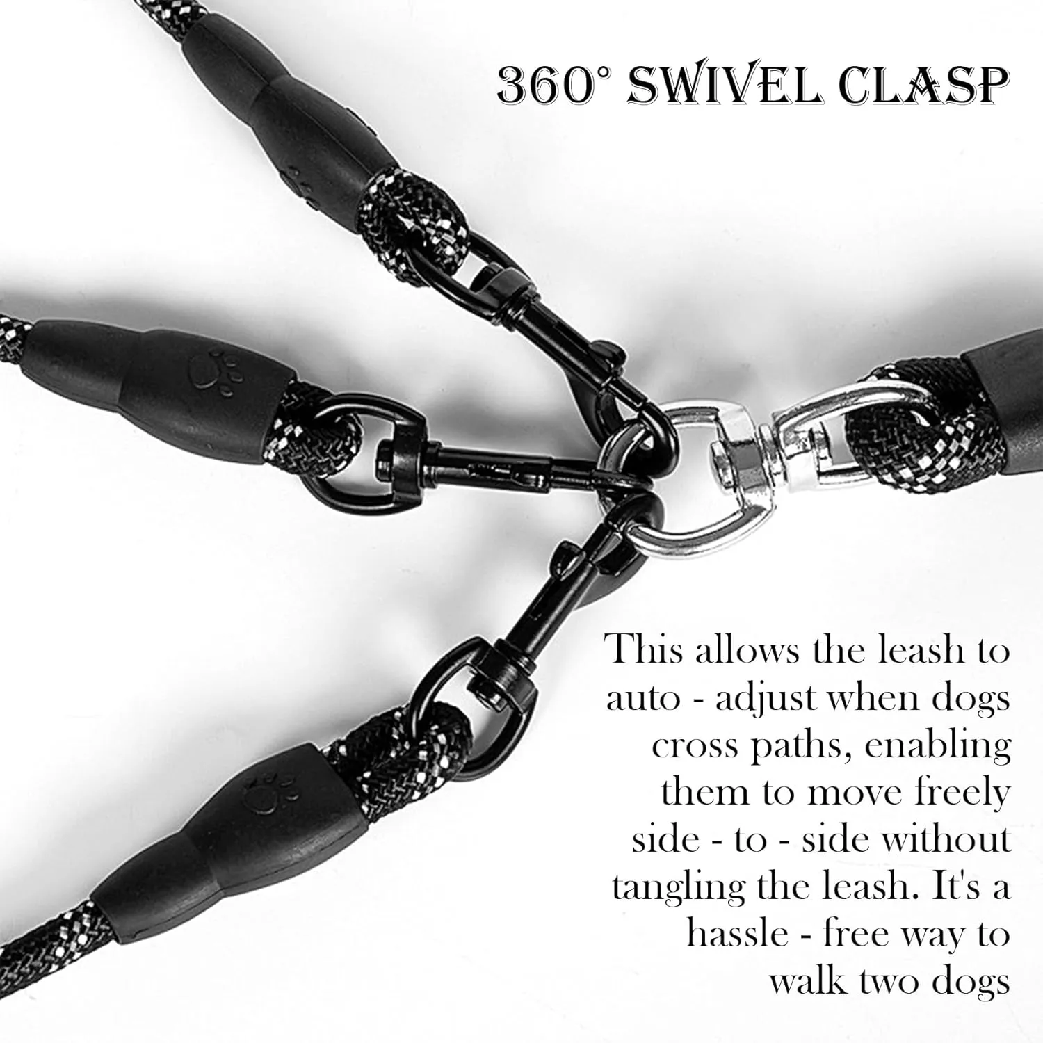 Double Bungee Dog Leash, 360 Swivel No Tangle Leash for 3 Dogs, Removable Shock Absorbing, Safe Comfy for Large Medium Dogs, Reflective Training, for Running Walking Training (pur,Three-Headed)