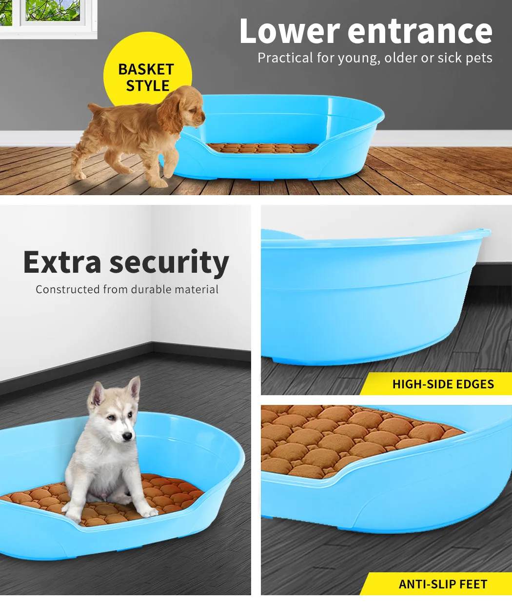 Durable Washable Plastic Dog Bed with Anti-Skid Pad