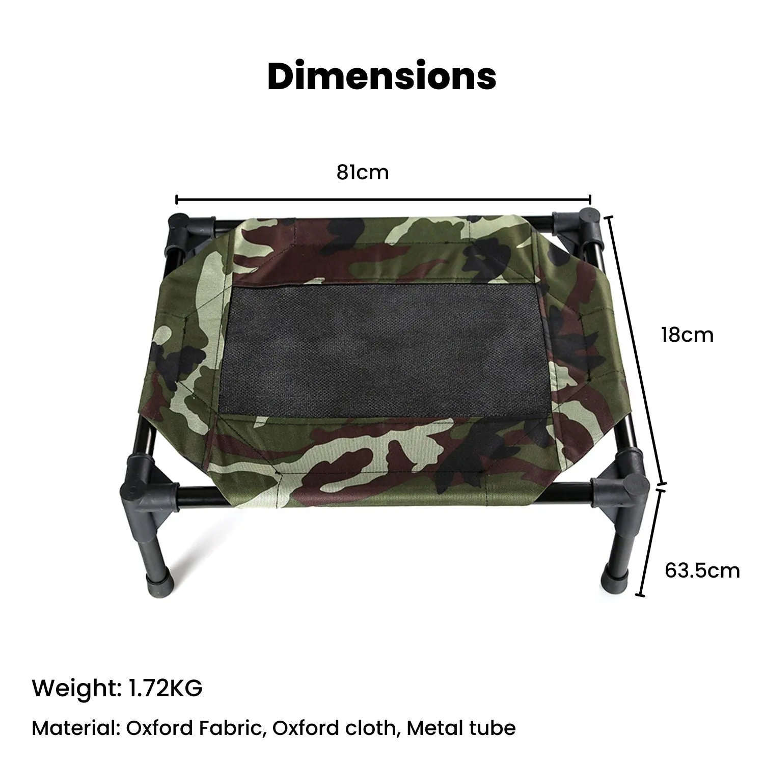 Elevated Waterproof Camping Pet Bed, Medium Army - Floofi