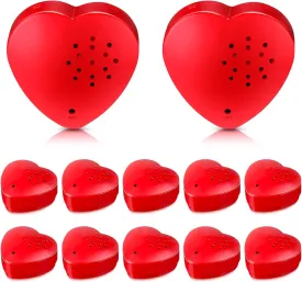 Fabbay 12 Pack Voice Recorder for Stuffed Animal Push Button Sound Recorder Heart Shaped Recordable Button Voice Recording Button Box Device for Plush Toy Bear Module Record Messages, Red (60 Seconds)