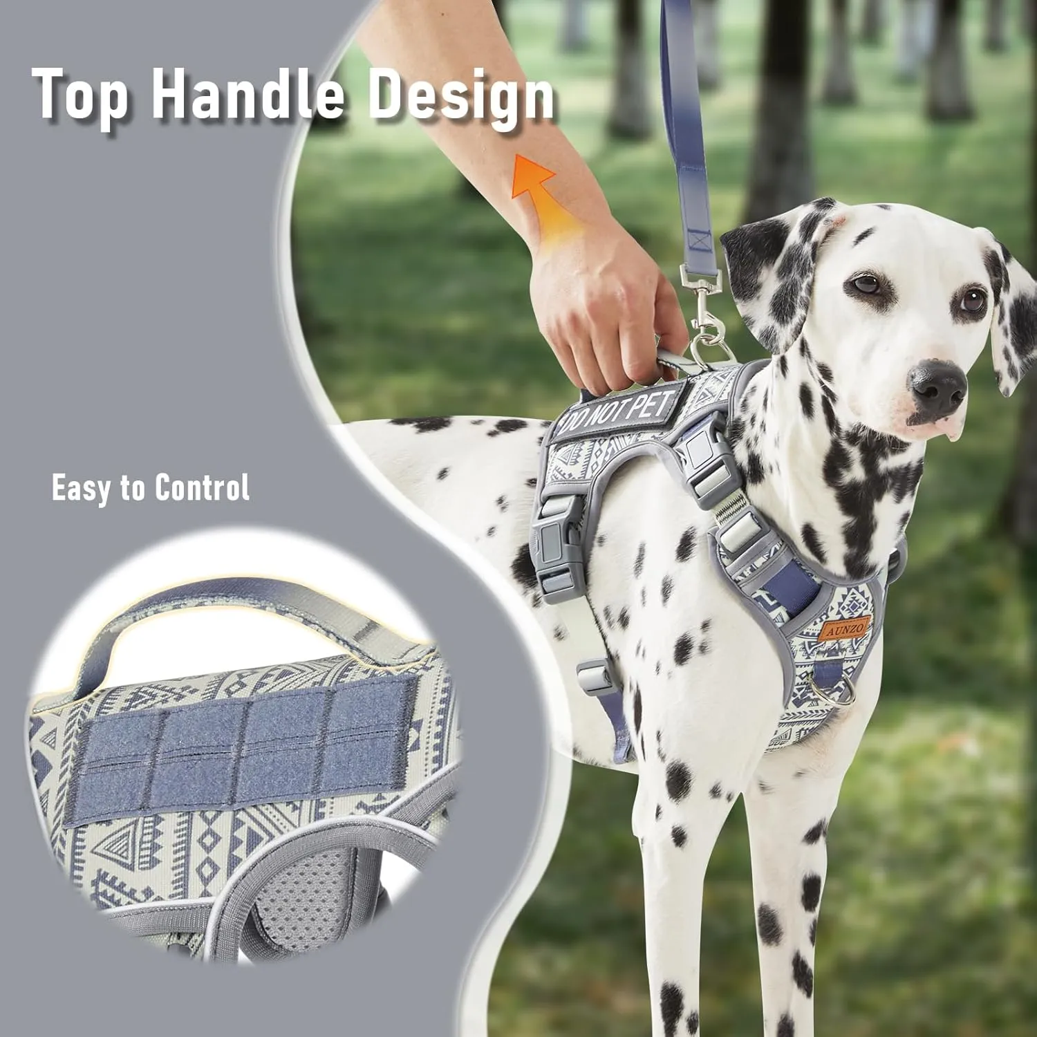 Heavy Duty No Pull Tactical Dog Harness for Large Dogs, Labrador Golden Retriever German Shepherd, Adjustable Soft Padded Dog Vest, Breathable Pet Oxford Vest with Easy Control Handle, Gray L