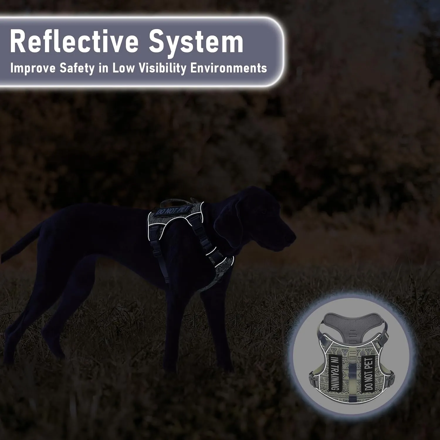 Heavy Duty No Pull Tactical Dog Harness for Large Dogs, Labrador Golden Retriever German Shepherd, Adjustable Soft Padded Dog Vest, Breathable Pet Oxford Vest with Easy Control Handle, Gray L