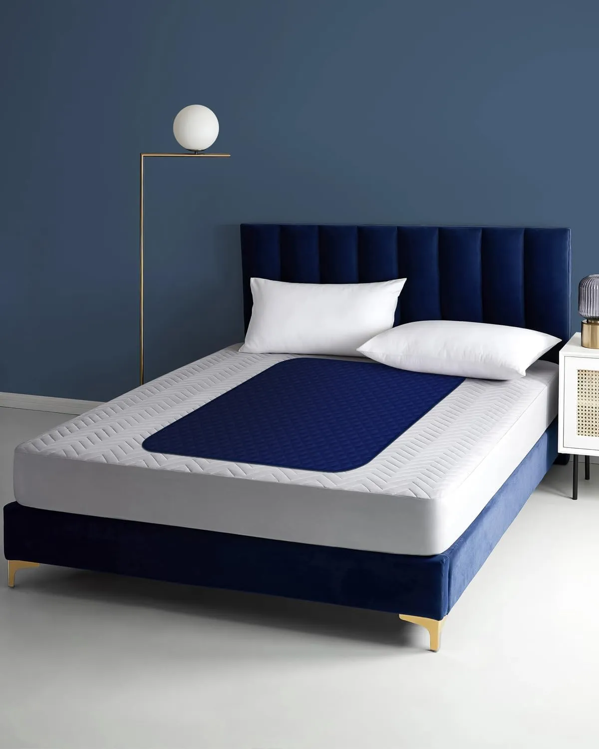 Hide Stains Washable Waterproof Bed Pads 45x56 Inch (2 Pack), Extra Large for Incontinence, Bed Wetting, and Pet Protection, Navy Blue Ideal for Elderly, Adults, Kids and Pets