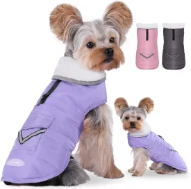 iBuddy Dog Winter Coats with Fleece Vest,Waterproof Warm Dog Snow Jacket Windproof, Reflective Adjustable Pet Dogs Cold Winter Coat for Dogs Girl Boy