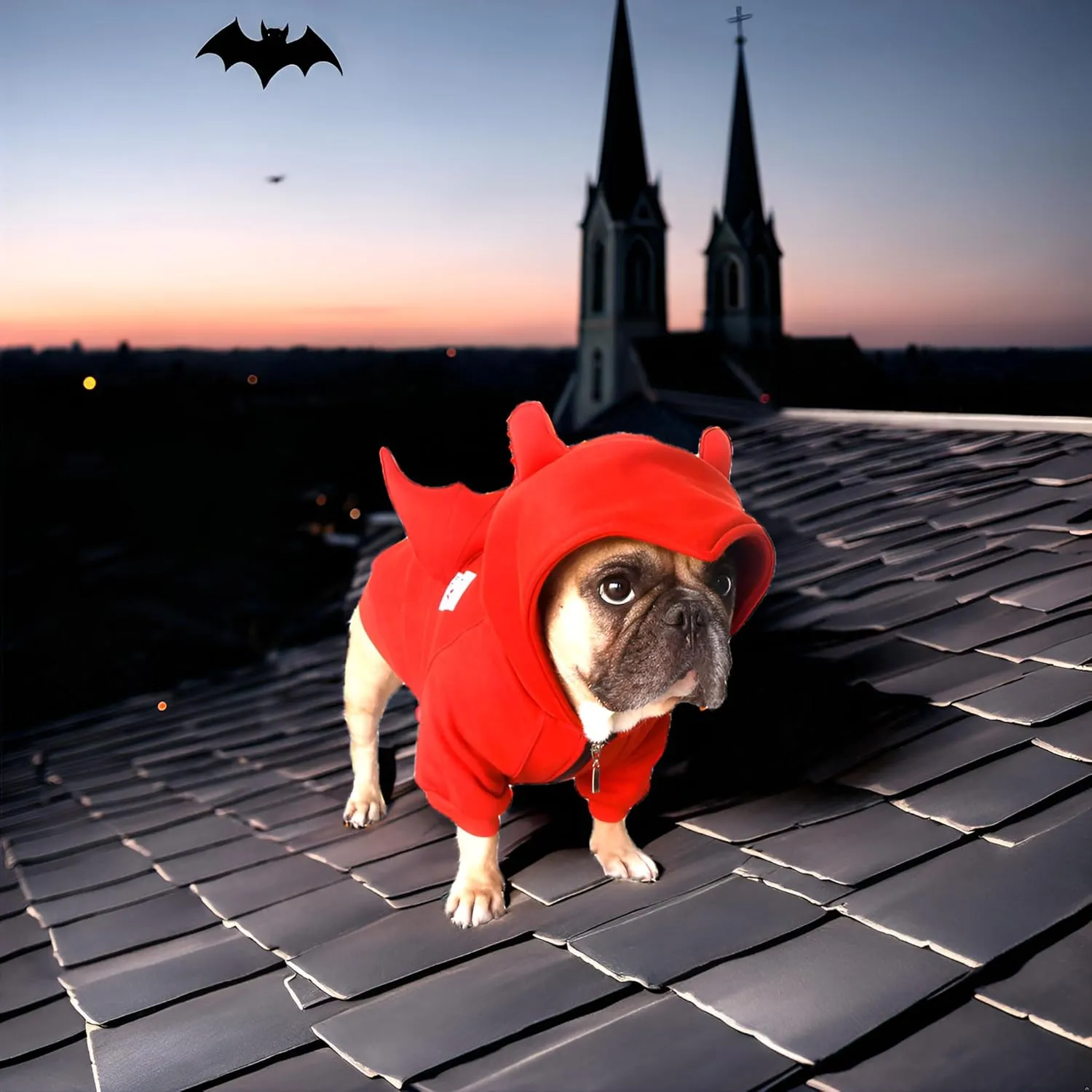 iChoue English Bulldog Batman Costumes Clothes Hoodies Shirts Vest for Medium Dogs Cold Weather Winter Coats French Frenchie Pug Pitbull - Red Bat, XXLarge
