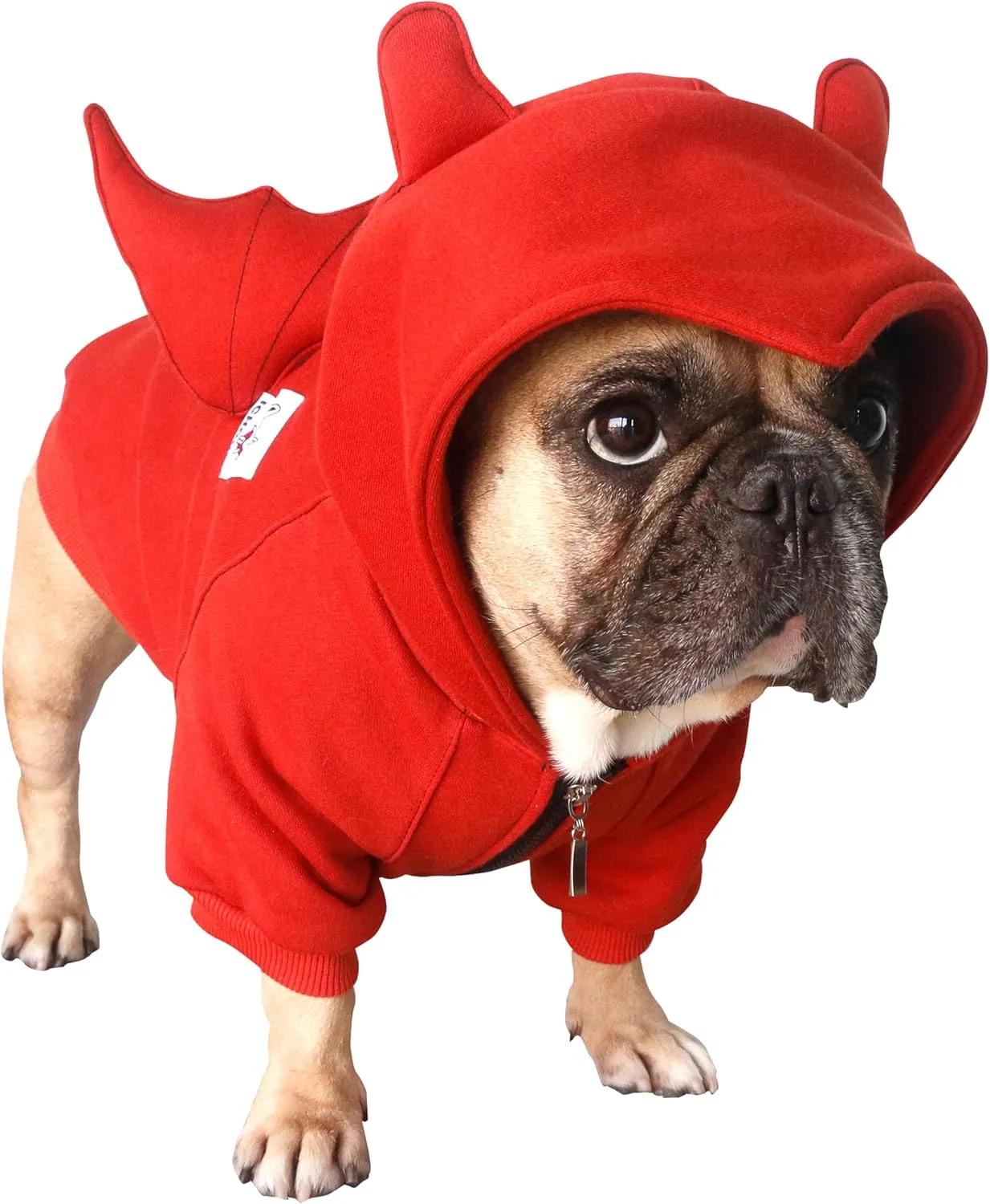 iChoue English Bulldog Batman Costumes Clothes Hoodies Shirts Vest for Medium Dogs Cold Weather Winter Coats French Frenchie Pug Pitbull - Red Bat, XXLarge