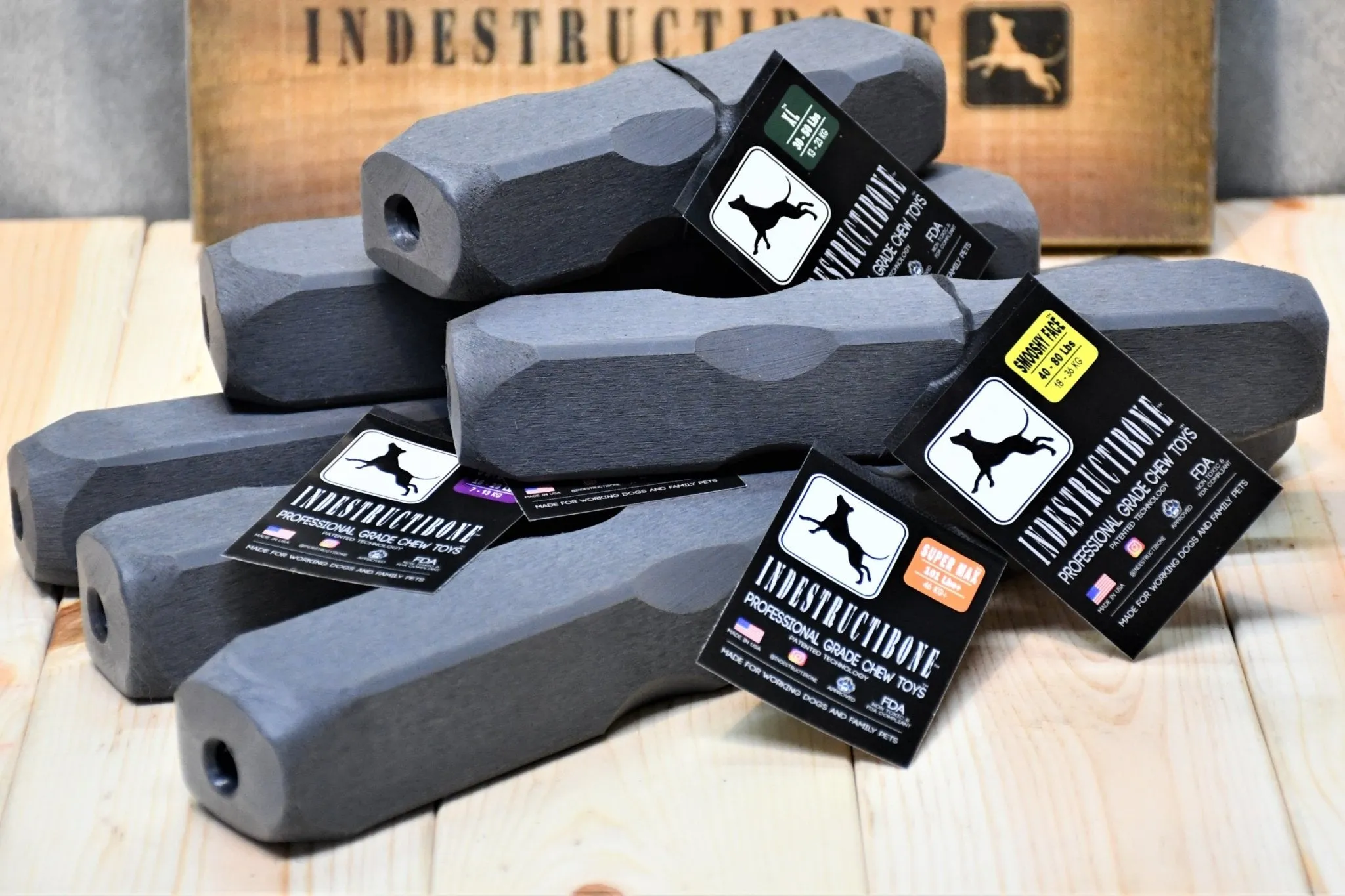 Indestructibone Super Ultimate Kennel Pack - Professional Grade Chew Toys - 6 sizes.
