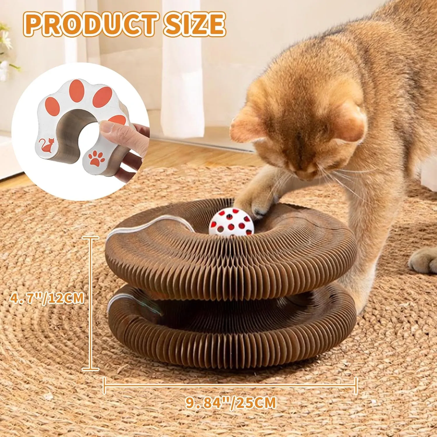 Kitty Kurlz Magic Twist Cat Toy, Collapsible & Double-Sided Infinity Design Kitten Scratching Pad, Eco-Friendly Cardboard, Long-Lasting Interactive Play Toy for Indoor Kittens, 2 Pack