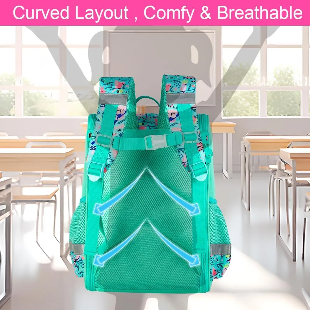 KLFVB 3PCS Backpack for Girls and Boys, 15" Unicorn Dinosaur Bookbag with Lunch Box, Kids Preschool School bag