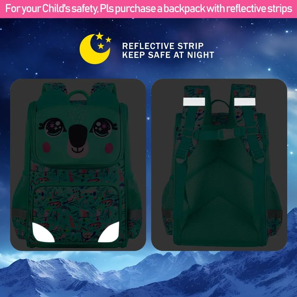KLFVB 3PCS Backpack for Girls and Boys, 15" Unicorn Dinosaur Bookbag with Lunch Box, Kids Preschool School bag