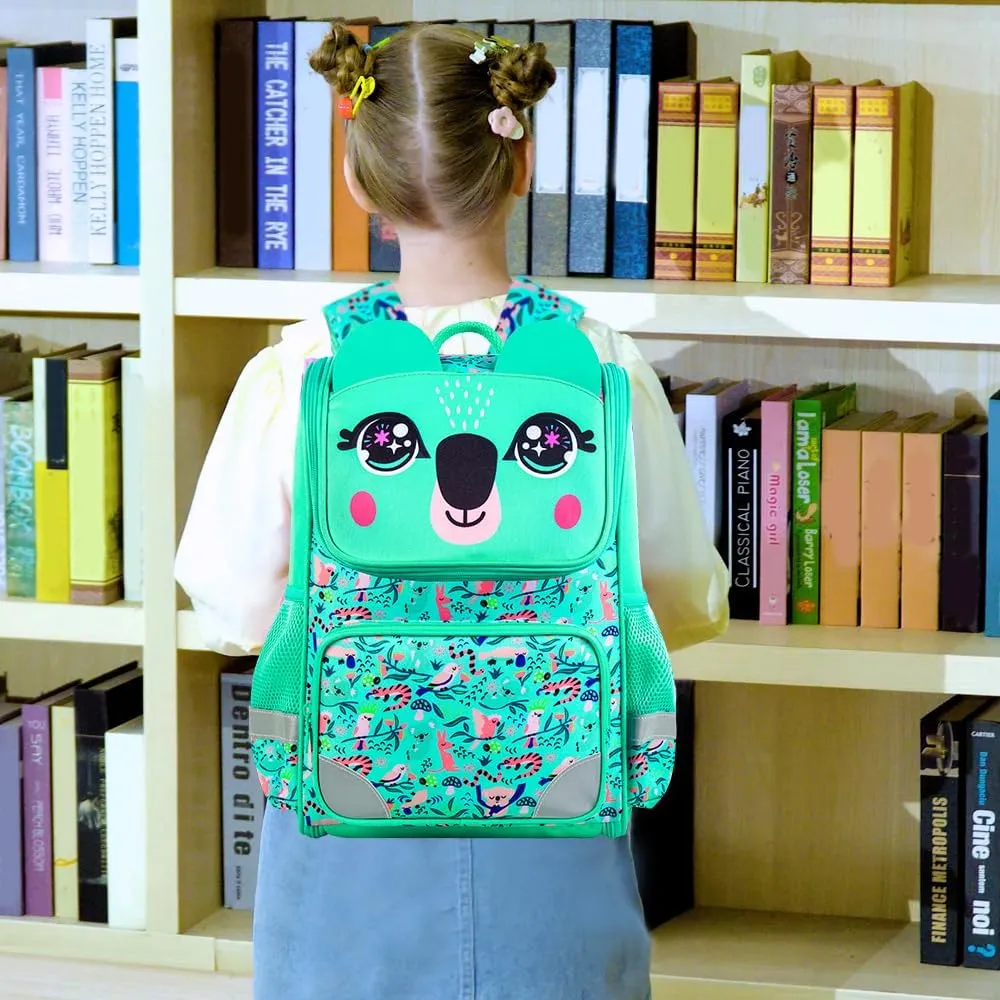 KLFVB 3PCS Backpack for Girls and Boys, 15" Unicorn Dinosaur Bookbag with Lunch Box, Kids Preschool School bag