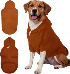 Large Dog Hoodie Sweater with Leash Hole and Pocket, Fleece Lined Hooded Large Dog Sweatshirt, Soft Warm Winter Clothes for Medium Large Dogs & Cats (Brown Dog Hoodie, L)