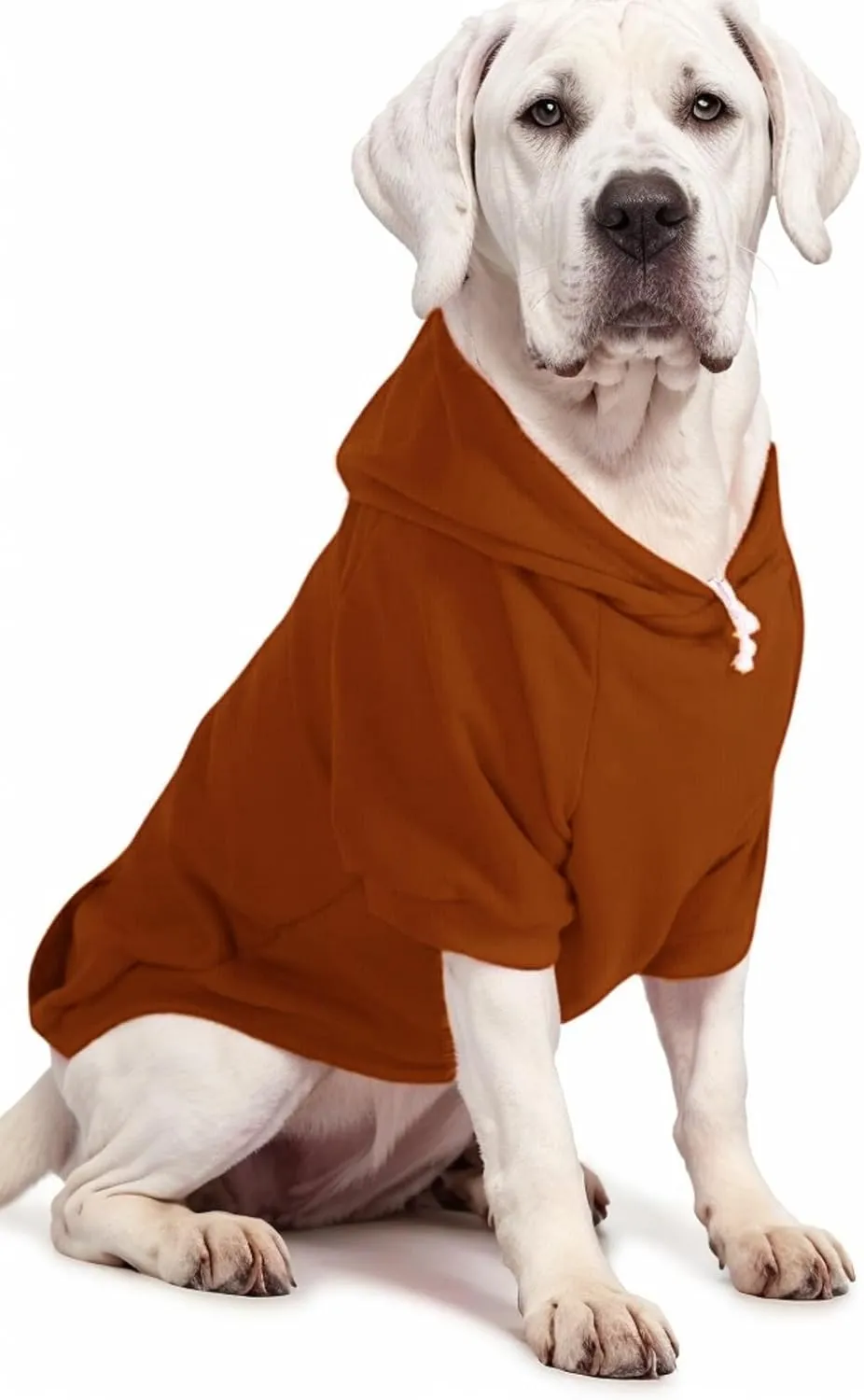 Large Dog Hoodie Sweater with Leash Hole and Pocket, Fleece Lined Hooded Large Dog Sweatshirt, Soft Warm Winter Clothes for Medium Large Dogs & Cats (Brown Dog Hoodie, L)