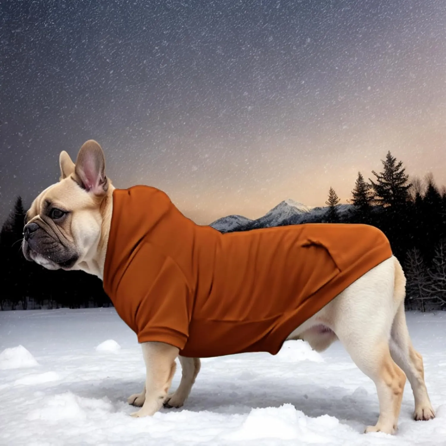 Large Dog Hoodie Sweater with Leash Hole and Pocket, Fleece Lined Hooded Large Dog Sweatshirt, Soft Warm Winter Clothes for Medium Large Dogs & Cats (Brown Dog Hoodie, L)