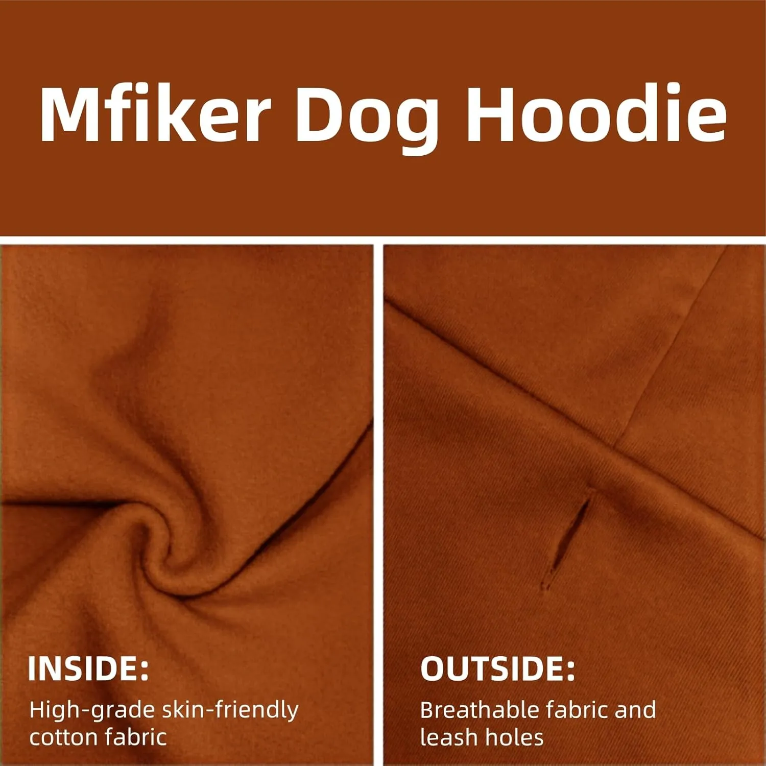 Large Dog Hoodie Sweater with Leash Hole and Pocket, Fleece Lined Hooded Large Dog Sweatshirt, Soft Warm Winter Clothes for Medium Large Dogs & Cats (Brown Dog Hoodie, L)