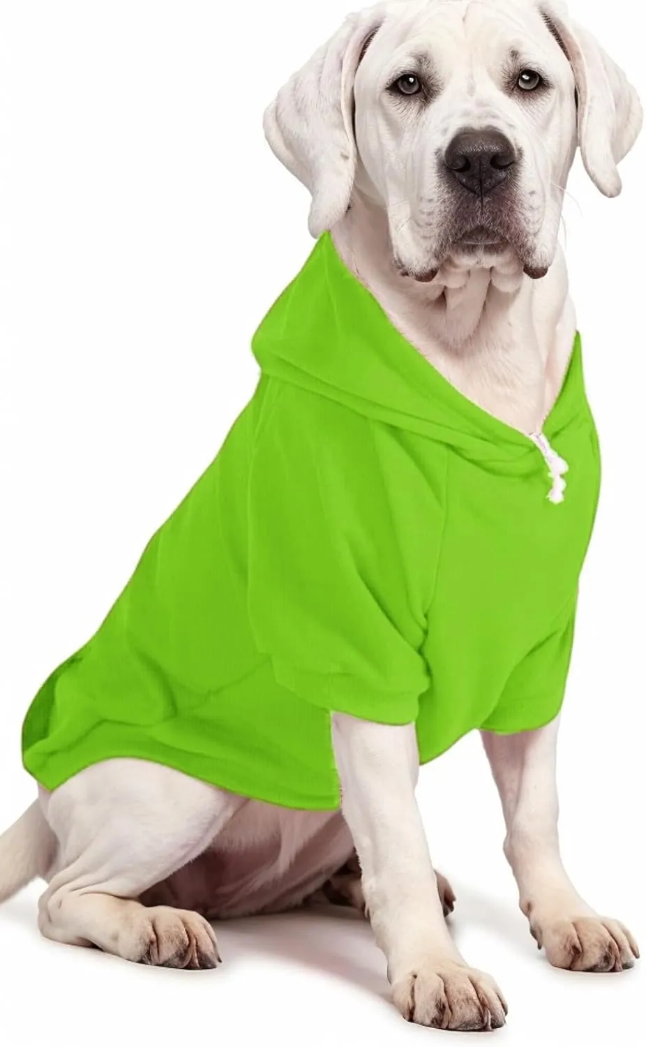 Large Dog Hoodie Sweater with Leash Hole and Pocket, Fleece Lined Hooded Large Dog Sweatshirt, Soft Warm Winter Clothes for Medium Large Dogs & Cats (Green Dog Hoodie, L)