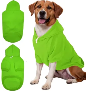 Large Dog Hoodie Sweater with Leash Hole and Pocket, Fleece Lined Hooded Large Dog Sweatshirt, Soft Warm Winter Clothes for Medium Large Dogs & Cats (Green Dog Hoodie, L)