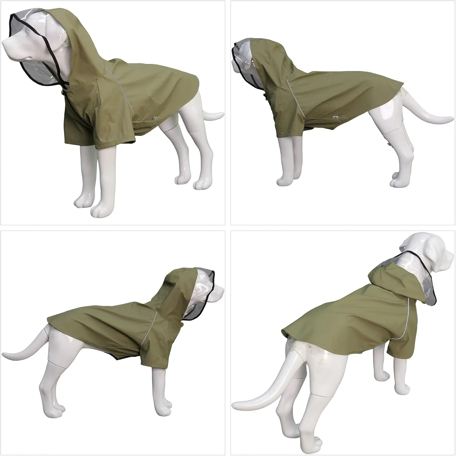 LoveLonglong Premium Waterproof Dog Raincoat with Reflective Safety Features Pet Raincoats for Large Medium Small Dogs Khaki XL