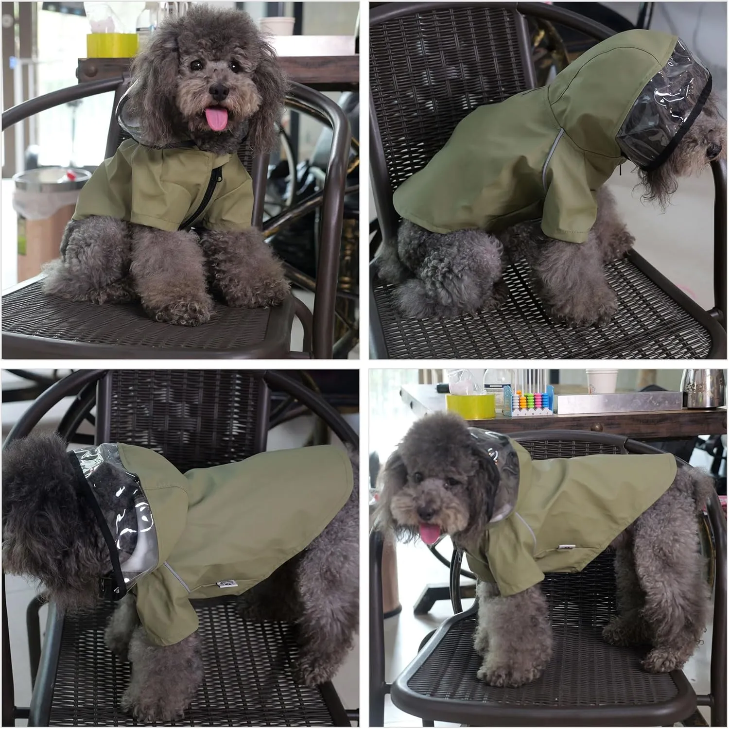 LoveLonglong Premium Waterproof Dog Raincoat with Reflective Safety Features Pet Raincoats for Large Medium Small Dogs Khaki XL
