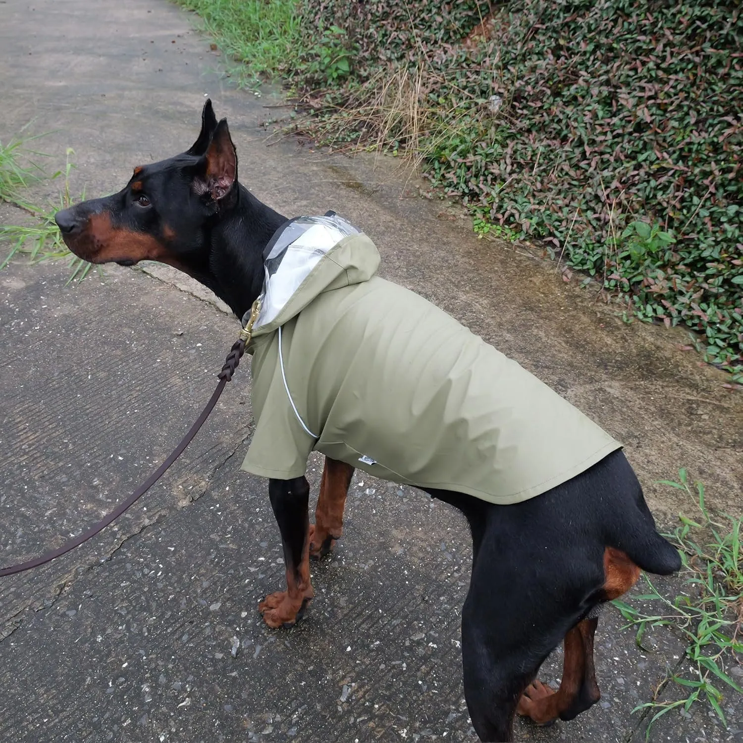 LoveLonglong Premium Waterproof Dog Raincoat with Reflective Safety Features Pet Raincoats for Large Medium Small Dogs Khaki XL